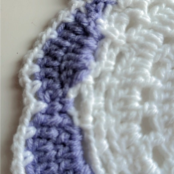 Handmade Crochet Doily with Purple Flower - Picture 5 of 7